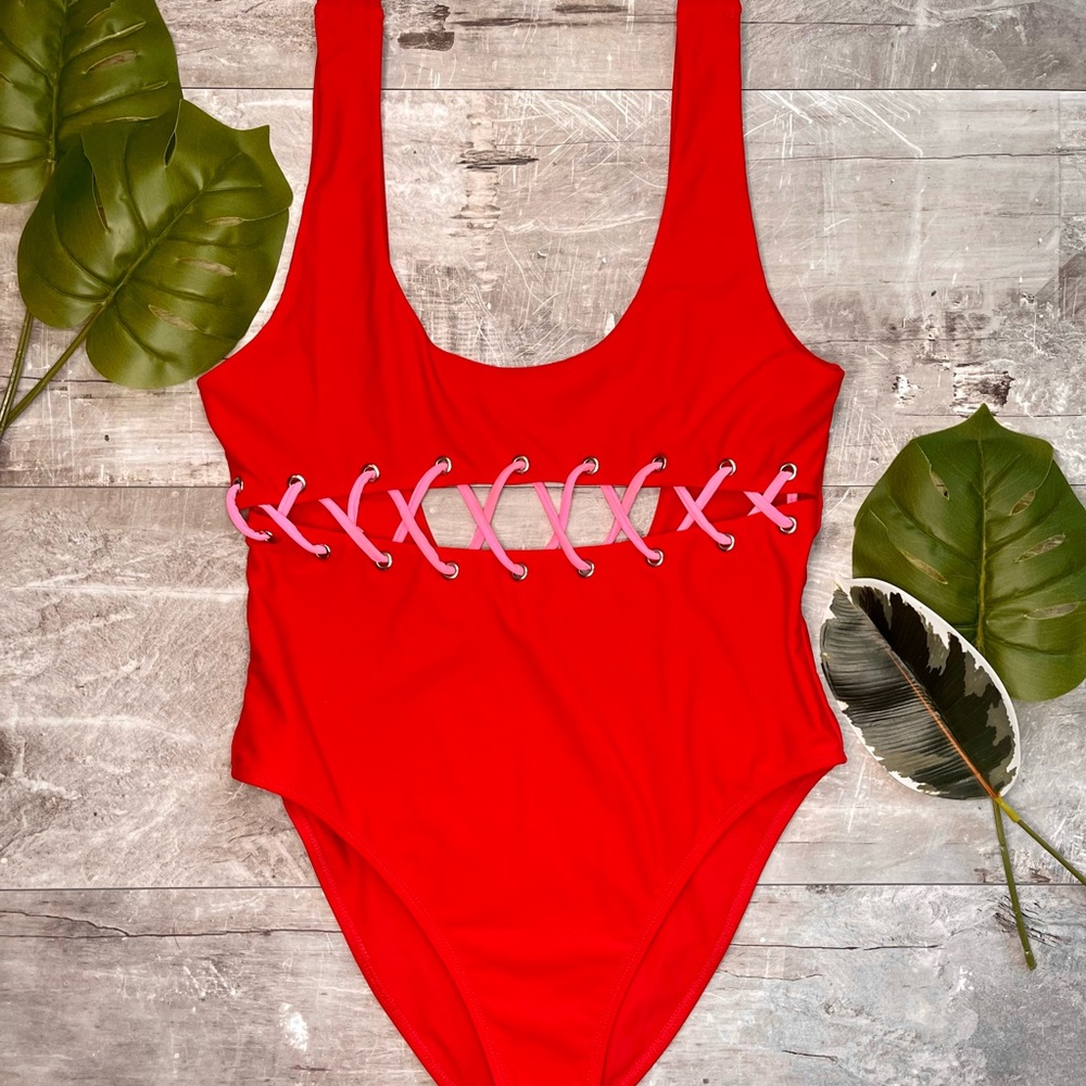 LOVERS & FRIENDS Caged In One-Piece Size Medium Red